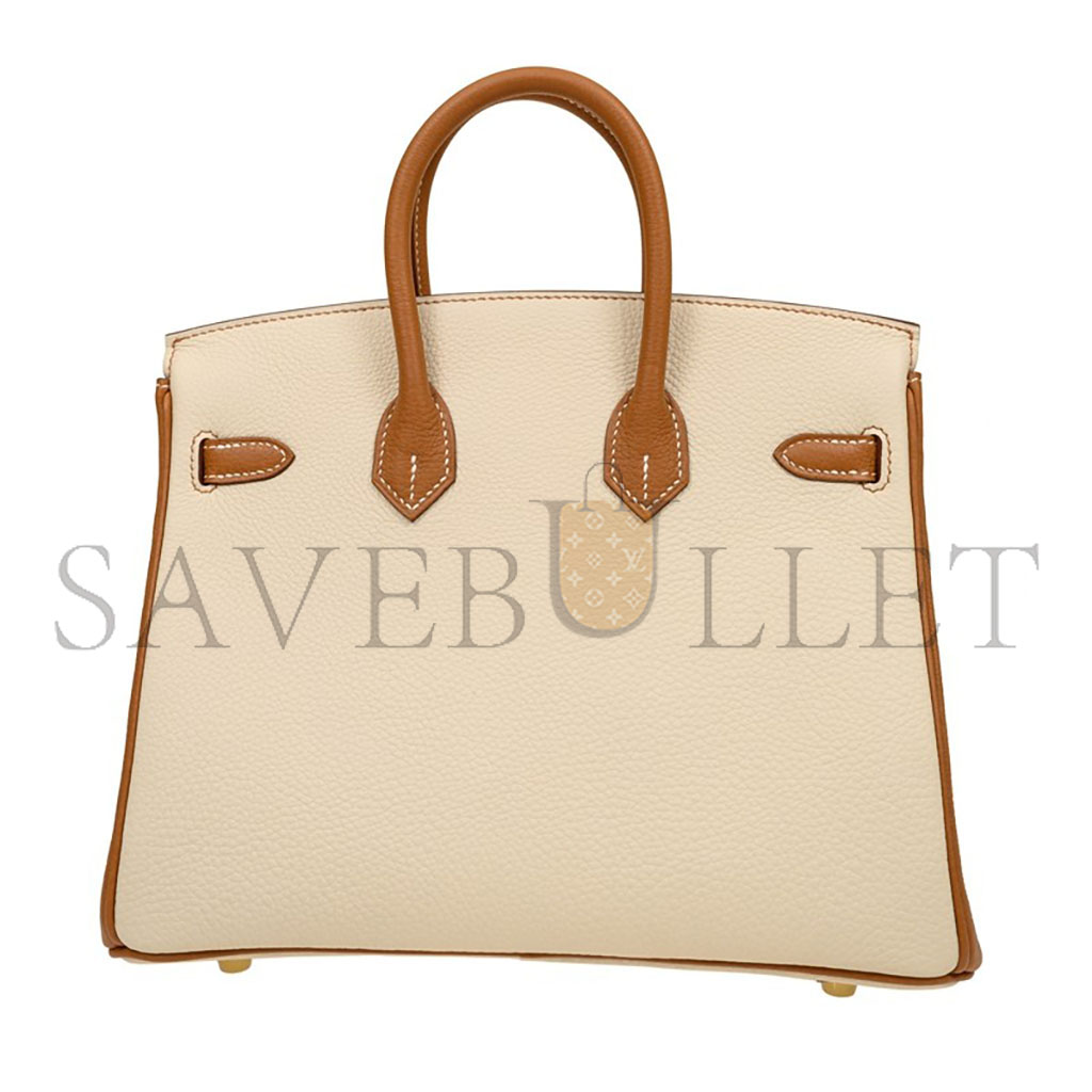 HERMES BIRKIN 30 EPSOM SELLIER MILKSHAKE WHITE GOLDEN BROWN GOLD BUCKLE BAG H028368CK3Z (30*23*15cm)